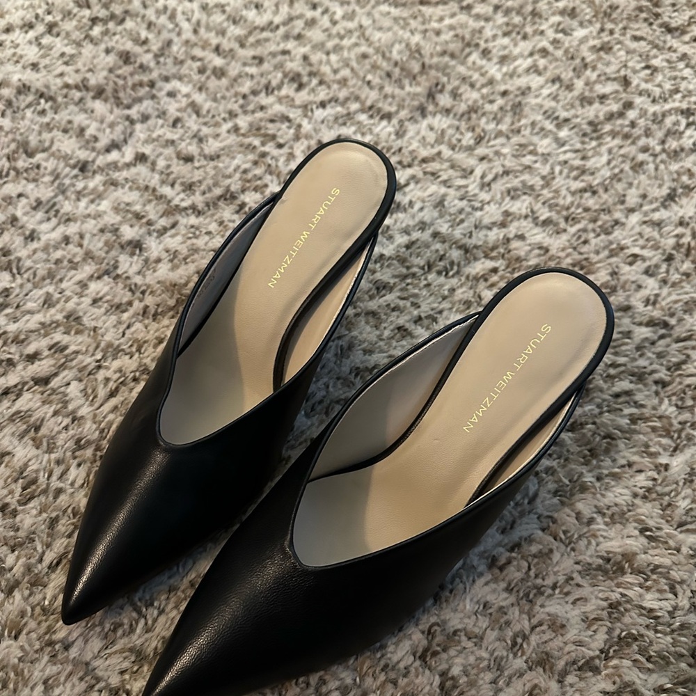 Stuart Weitzman Elegant Black Leather Mules
